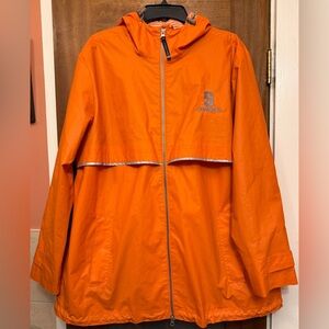Syracuse New Englander Orange Hooded Reflector Rain Jacket Windbreaker 2XL